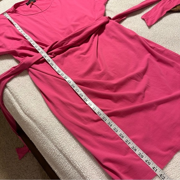 Eloquii Pink Cross Front Wrap Flutter Sleeve Dress - Picture 6 of 12